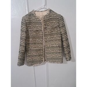 Vanessa Bruno Womens Xsmall Fancy Blazer Jacket Wool Beige Gold 34